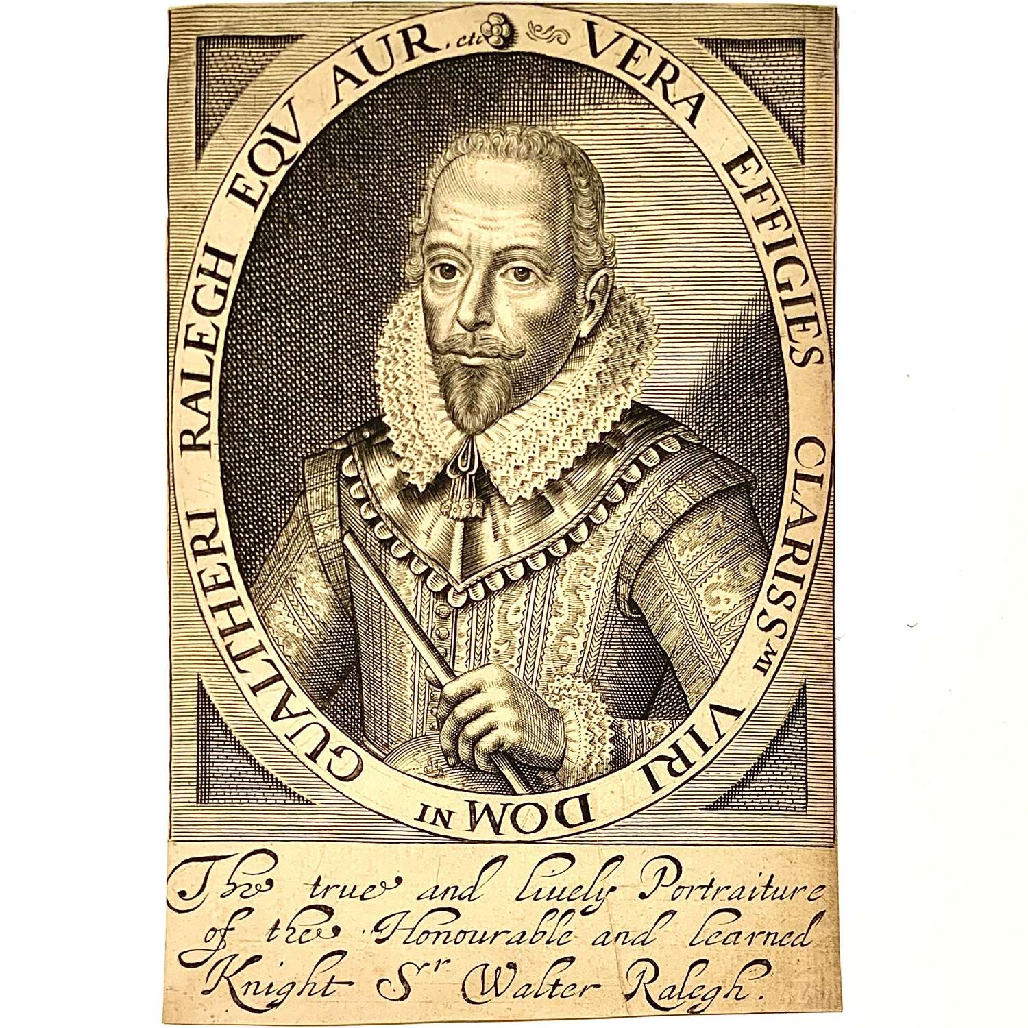 Portrait print of Sir Walter Raleigh (1554-1618), Published circa 1617