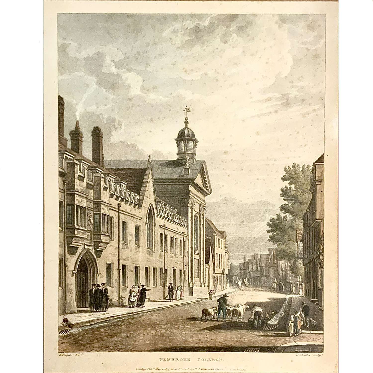 “Pembroke College Cambridge” after Augustus Pugin published Ackermann