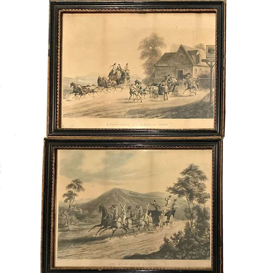A Pair of Framed ‘Regency Romance’ Carriage Driving Prints