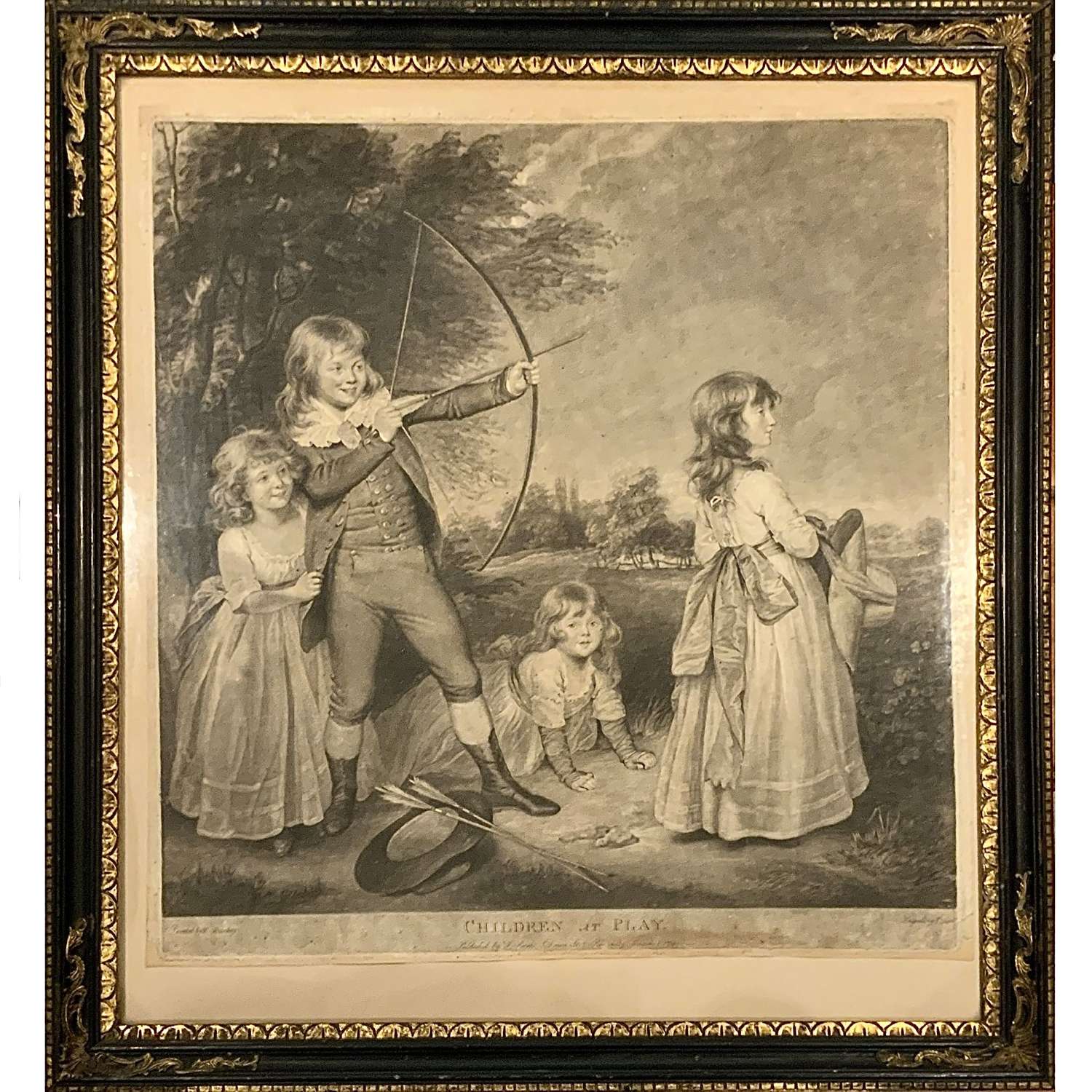 “Children At Play (The Oddie Children)” Sir William Beechey, Mezzotint