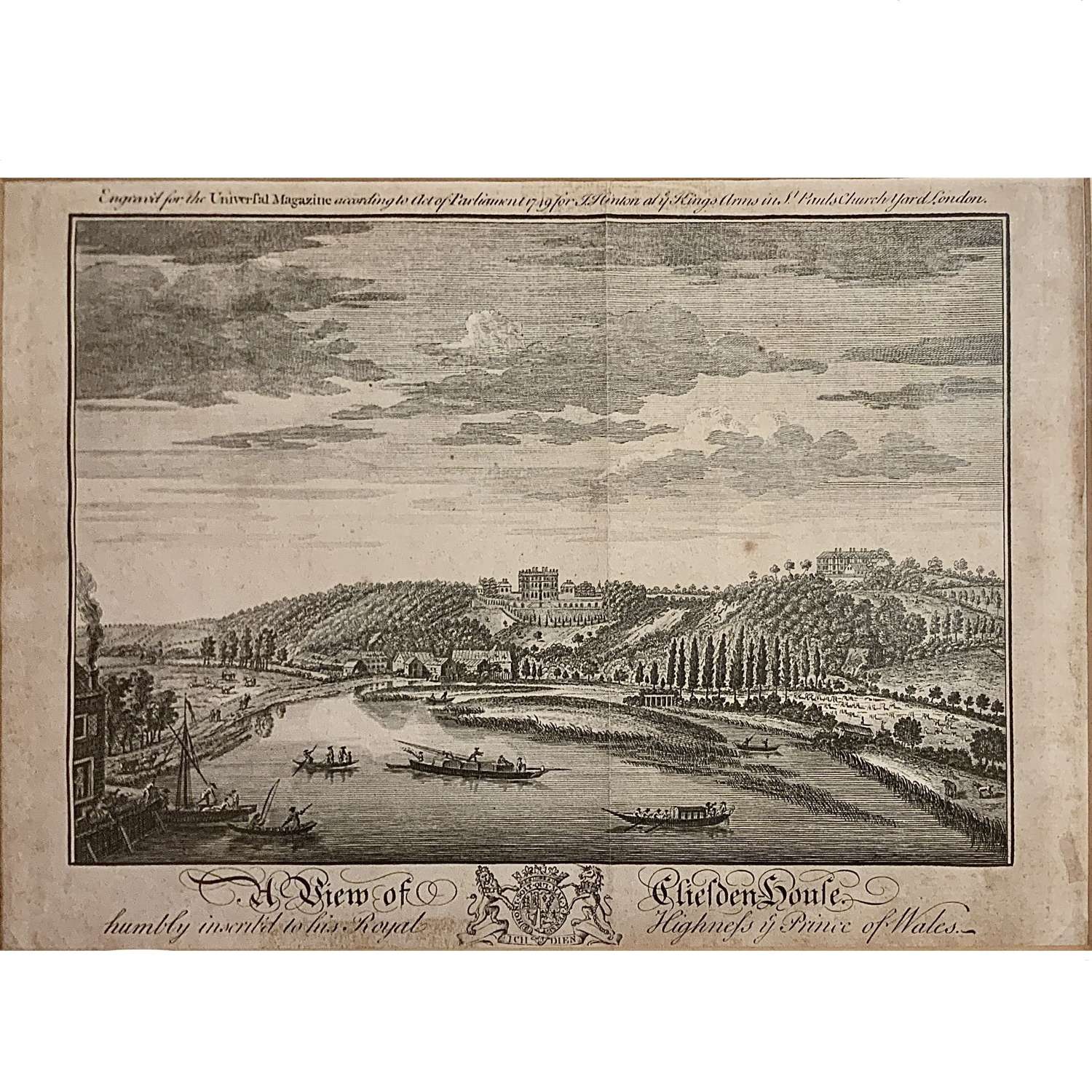 An Antique Print With A View Of Cliveden House, Berkshire, 1749