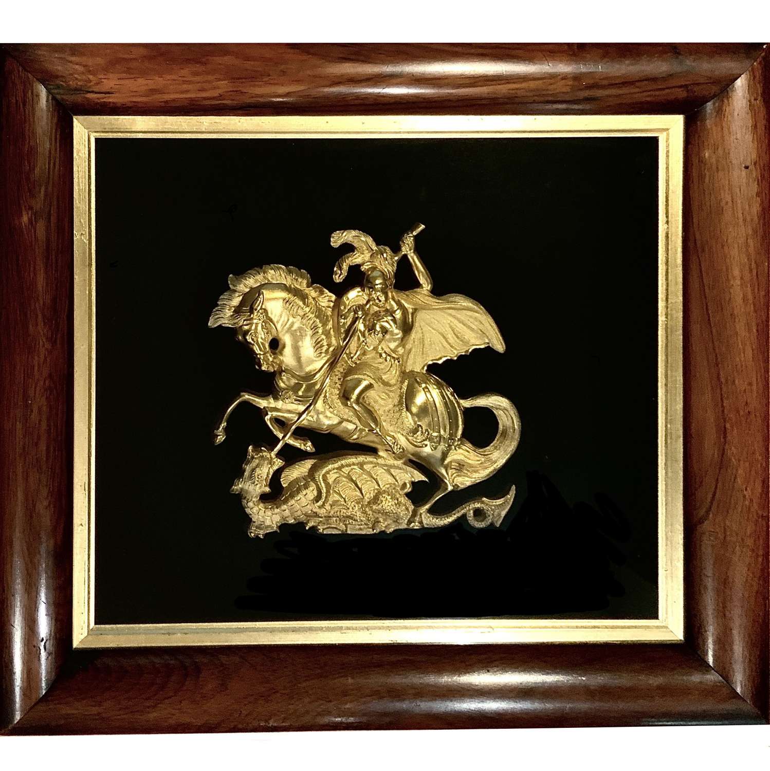 Large Victorian Ormolu Plaque Depicting George & The Dragon