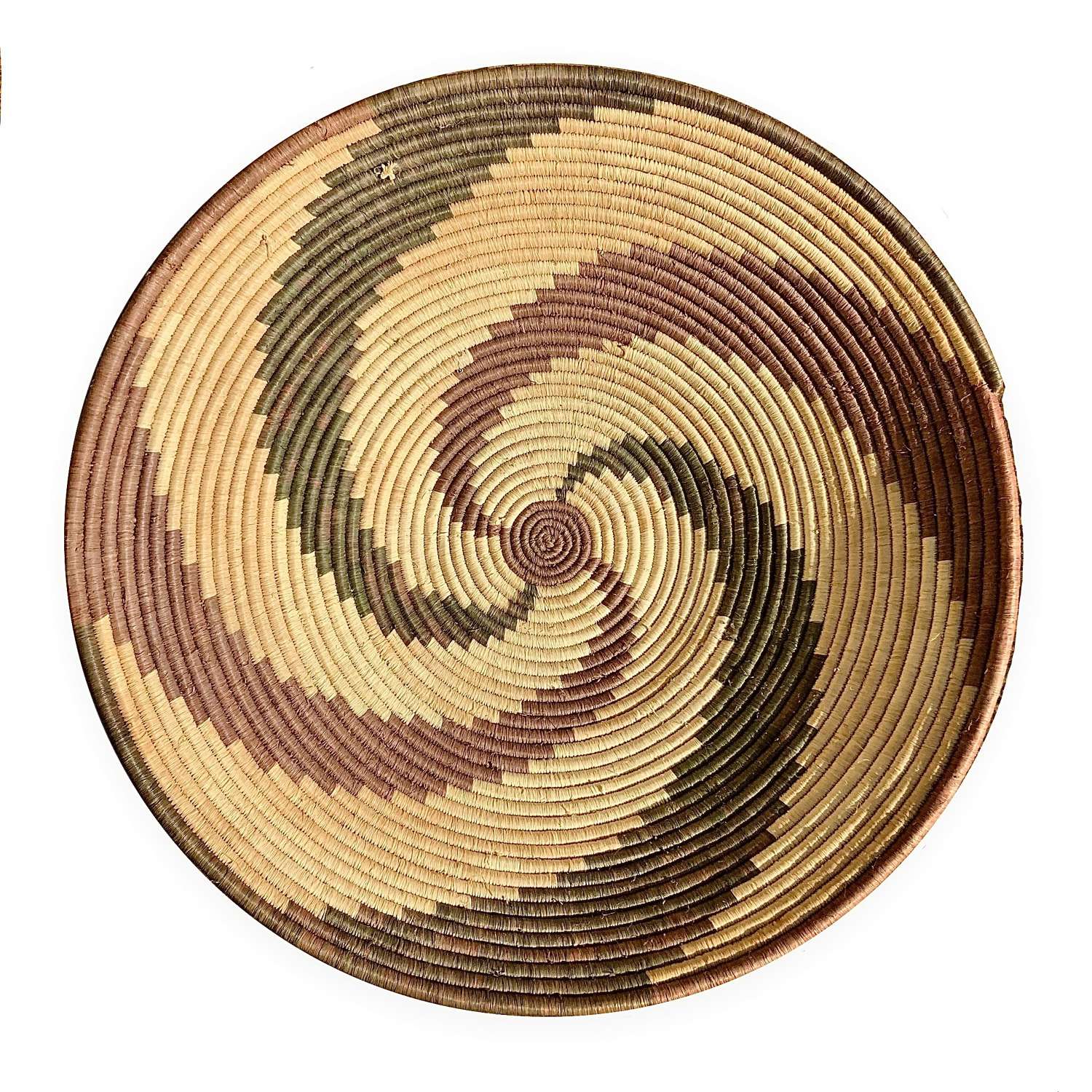Very Large African Stained & Woven Sisal & Sweet Grass ‘Wall Basket’