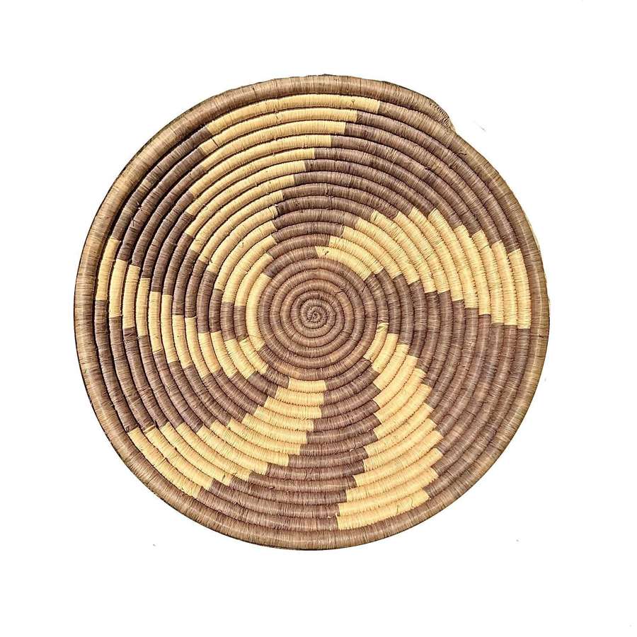 Large African Stained & Woven Sisal & Sweet Grass ‘Wall Basket