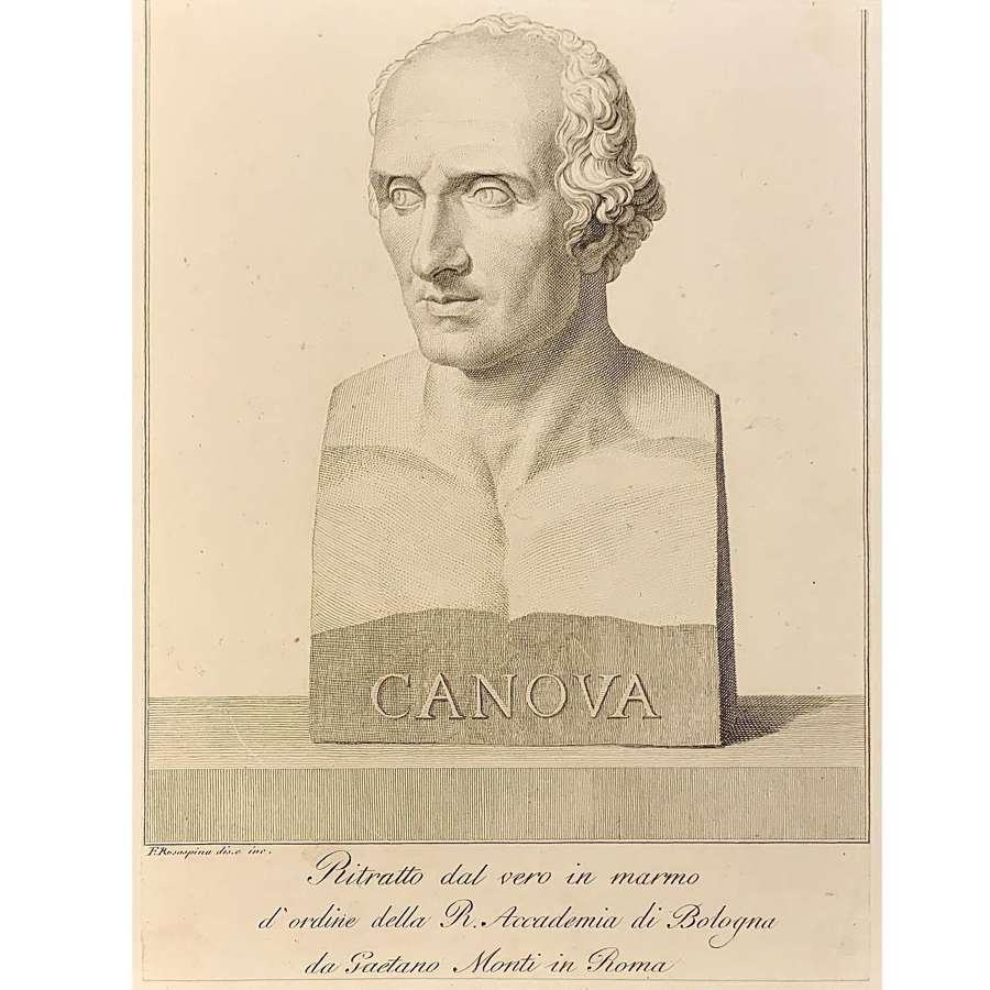 Antique Print G. Monti’s Portrait Bust of Antonio Canova (1757–1822)