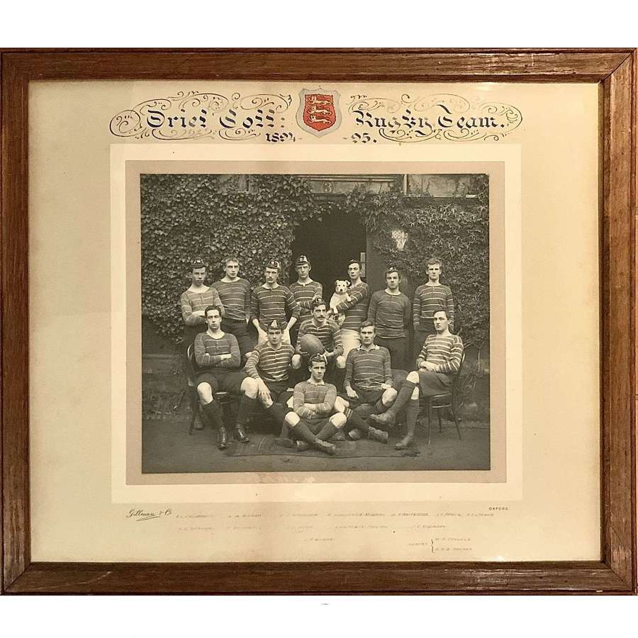 Original C19th Photograph Oriel College Oxford Rugby Team 1894-95