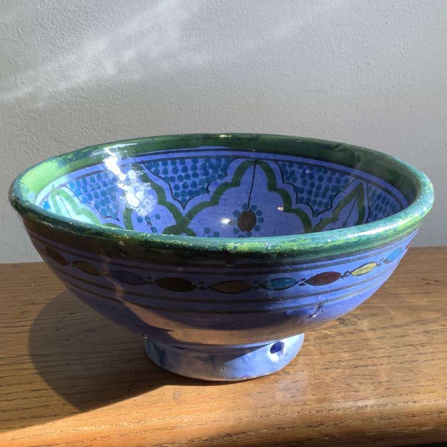A Moroccan Blue & Green Glazed ‘Safi Ware' Islamic Pottery Bowl