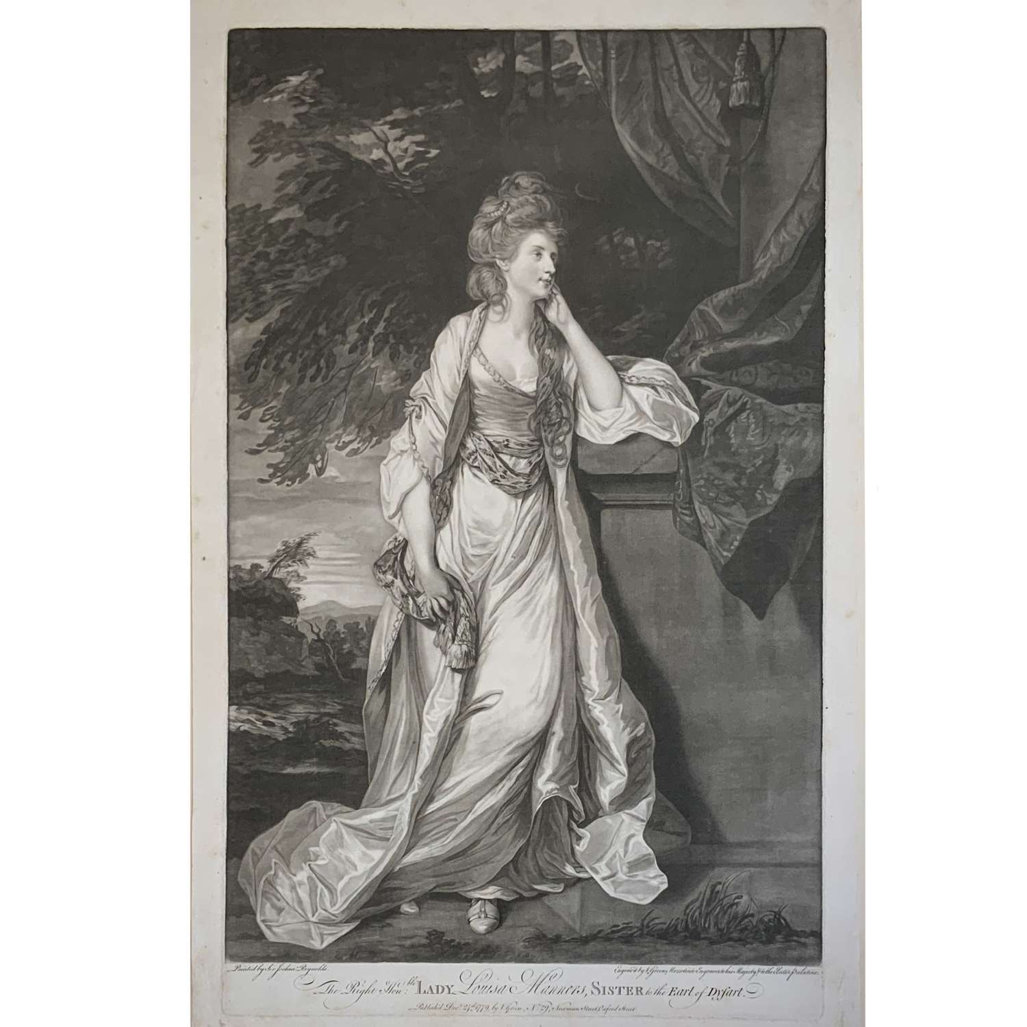 ‘Lady Louisa Manners’ Mezzotint Valentine Green after Joshua Reynolds