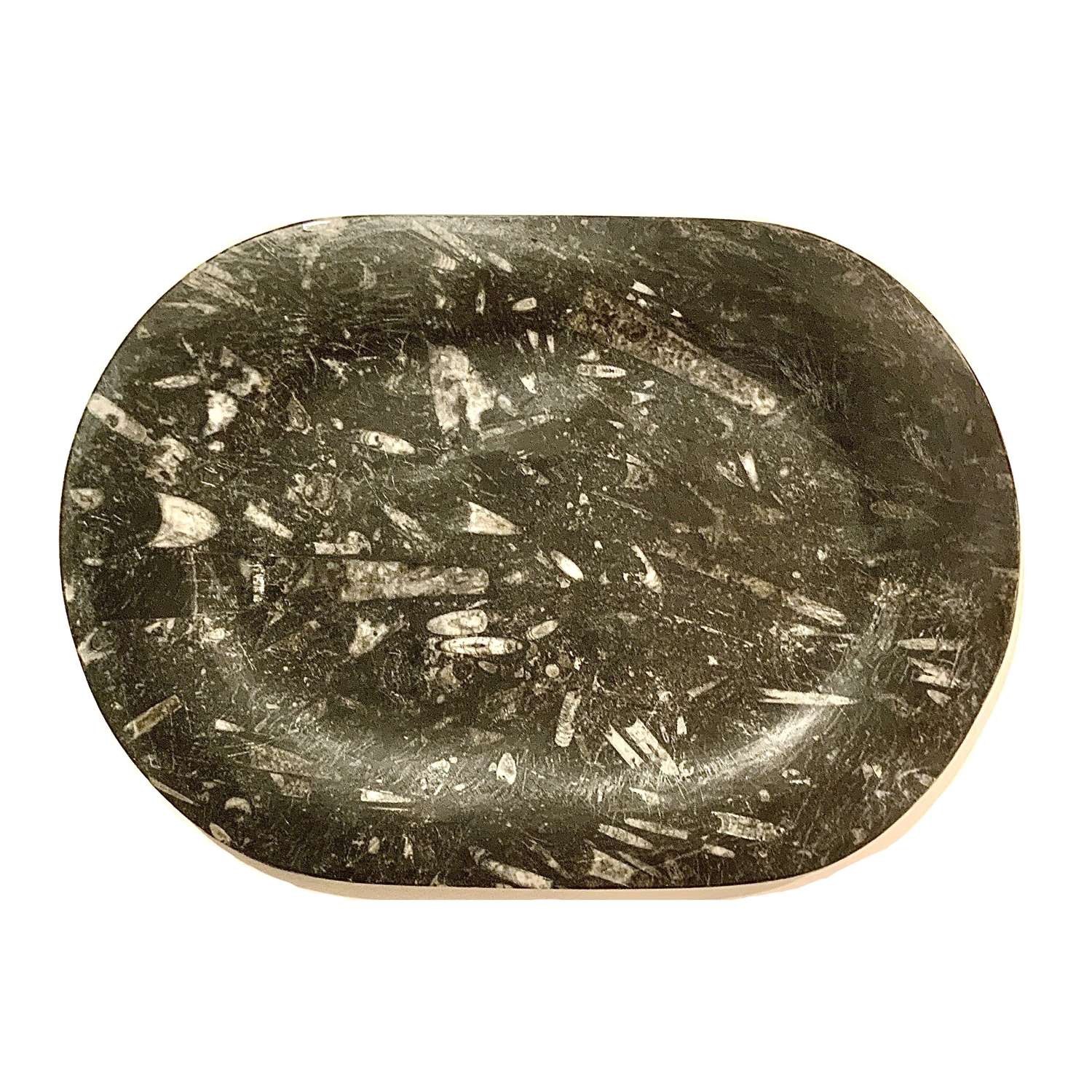 Fossil-Rich Marble Oval Platter