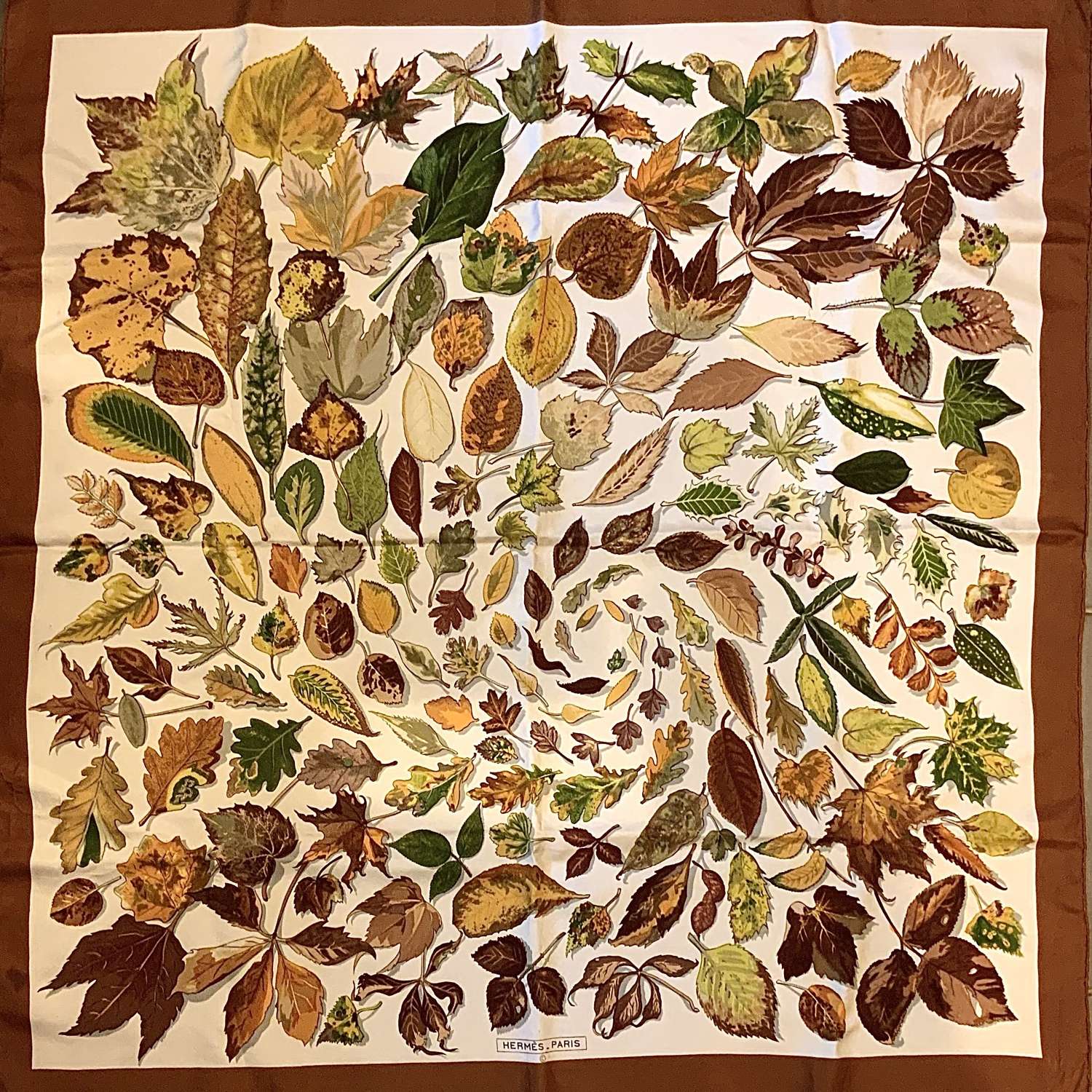 Hermès Silk Scarf “Feuilles D'Automne (Tourbillons)” (Autumn Leaves)