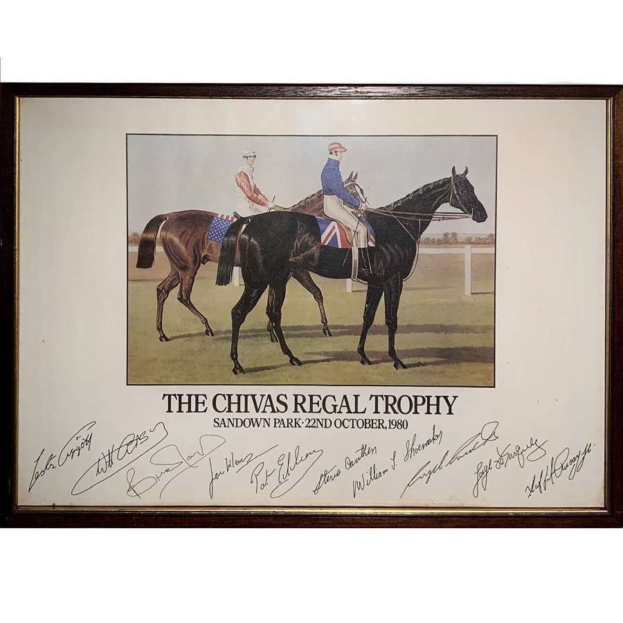 Vintage Horseracing Poster For Chivas Regal Trophy Sandown Park 1980