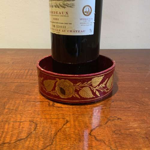 A Regency Red Lacquer & Gilt Papier Mâché Bottle Coaster