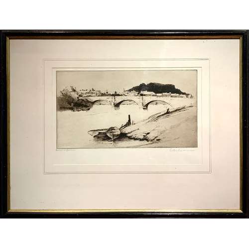 Antique Print “Bridge At Caerleon” by Peter Graham RA (1836-1921)