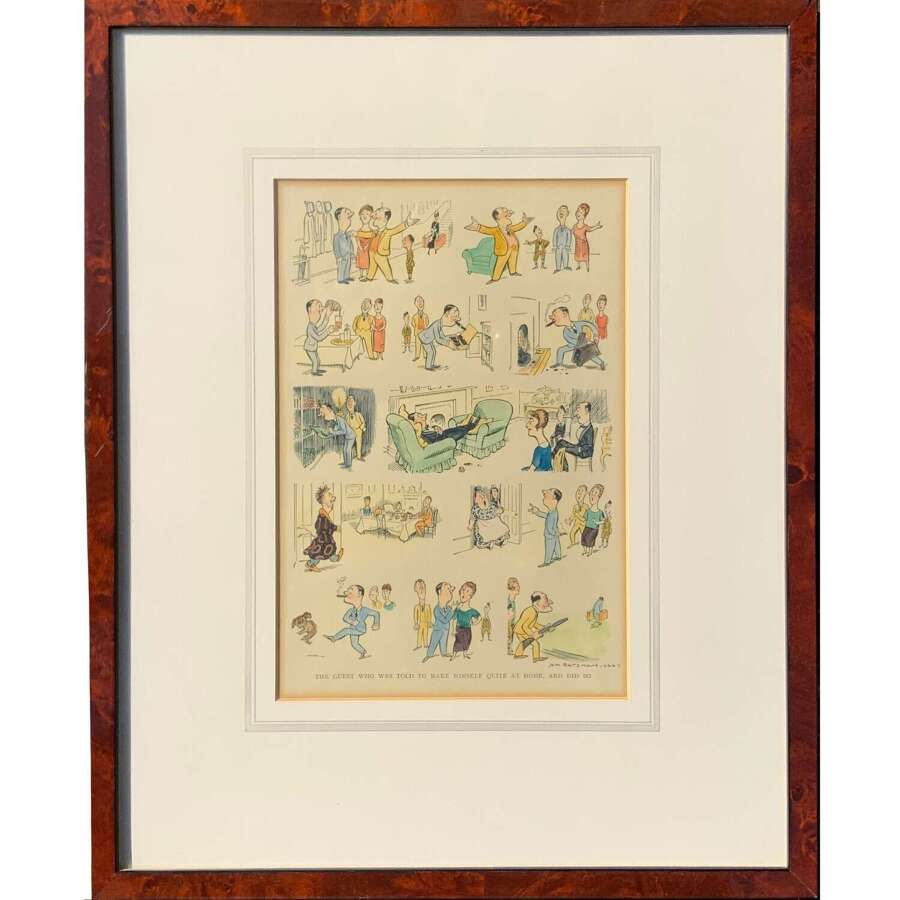 A Hand-Coloured & Framed Henry Mayo Bateman (1887-1970) Print &ldquo;The Guest Who&hellip;&rdquo;