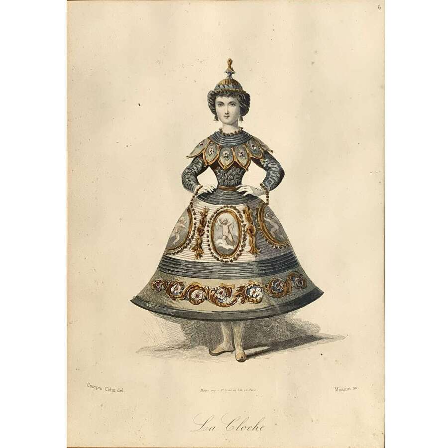 &ldquo;La Cloche&rdquo; an Eccentric 19th Century French Fashion Print after Fran&ccedil;ois Compte-Calix
