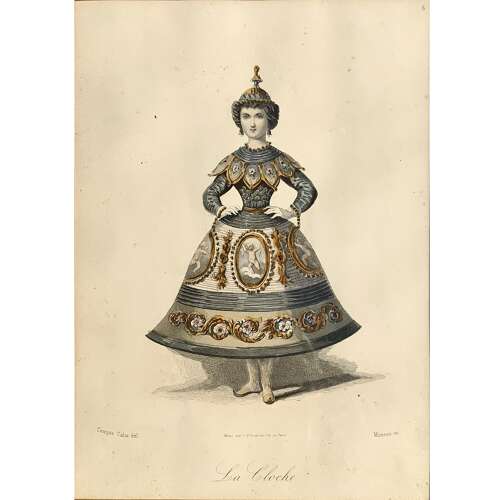 “La Cloche” an Eccentric 19th Century French Fashion Print after François Compte-Calix