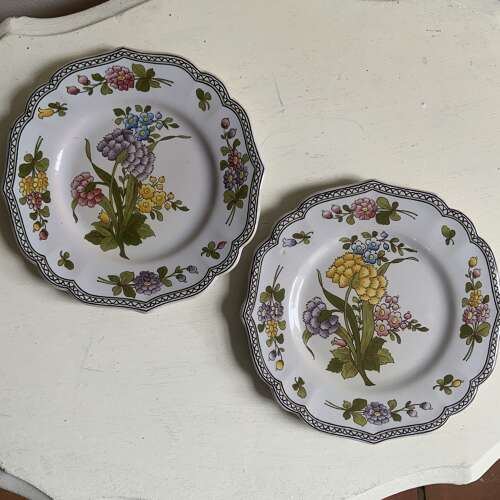 A Pair of Vintage French Tin Glazed Pottery Faïence Plates