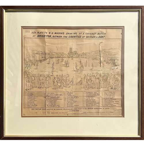 ‘The Cricket Match between Sussex & Kent at Brighton’ W Drummond & C Basébé, Print 1849