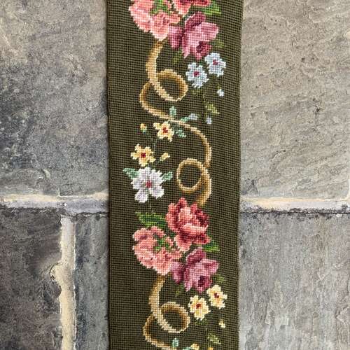 Two Well-Worked Brass-Mounted Needlepoint Tapestry ‘Bell Pulls’