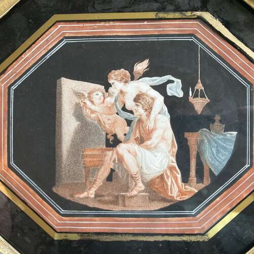 “The Origin of Painting” Francesco Bartolozzi (1728-1815) Neoclassical Stipple Engraving