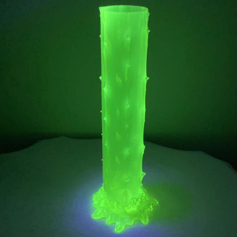 John Walsh Walsh Ltd Art Nouveau style Uranium Glass &ldquo;Thorn&rdquo; vase