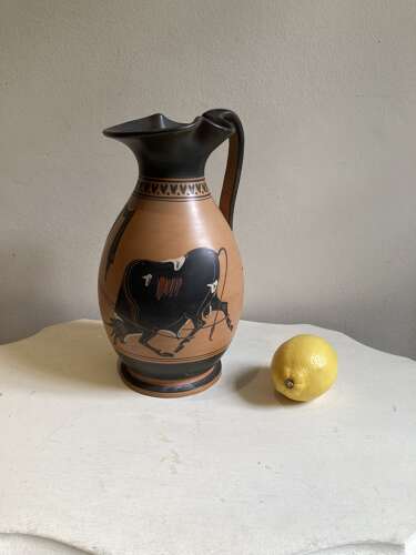 A Grand Tour Greek Figure Olpe Depicting Heracles Taming the Cretan Bull