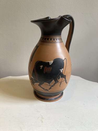 A Grand Tour Greek Figure Olpe Depicting Heracles Taming the Cretan Bull