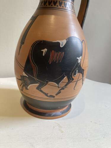 A Grand Tour Greek Figure Olpe Depicting Heracles Taming the Cretan Bull