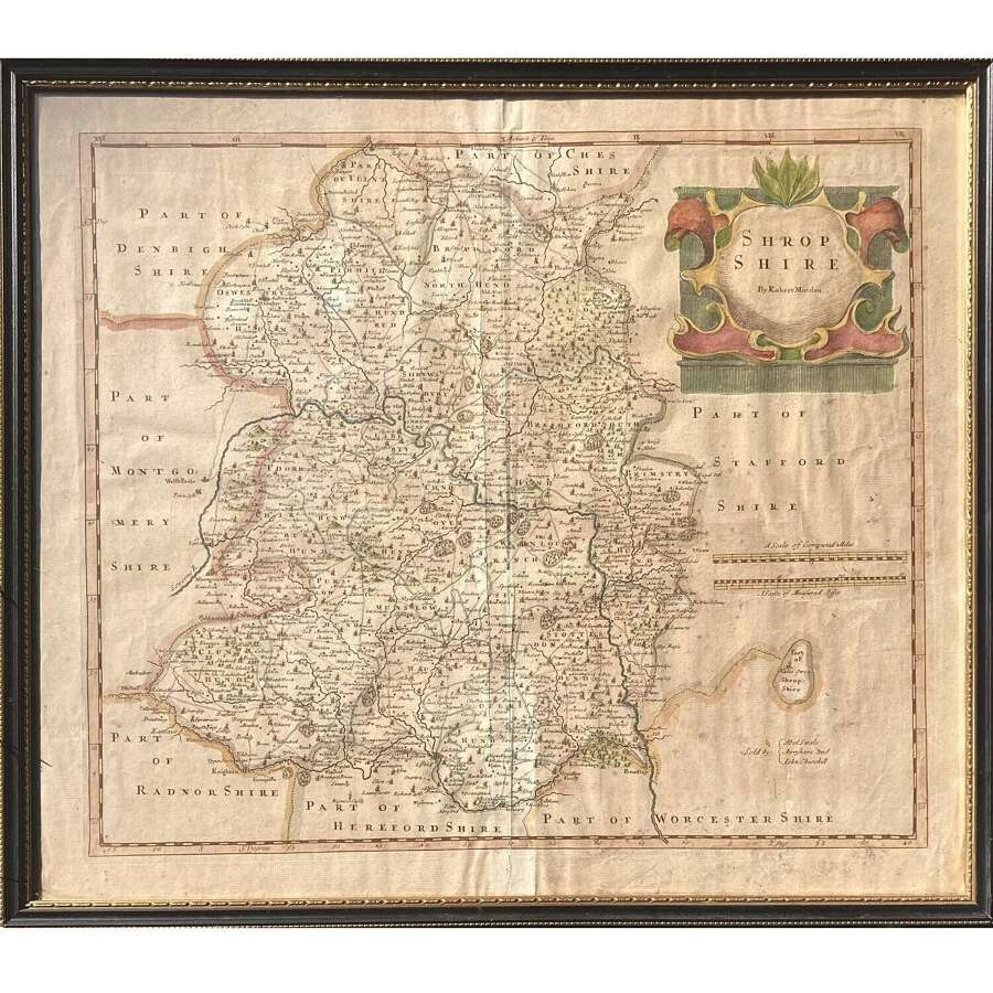 Robert Morden (c. 1650&ndash;1703) A Well Framed Antique County Map of "Shropshire"