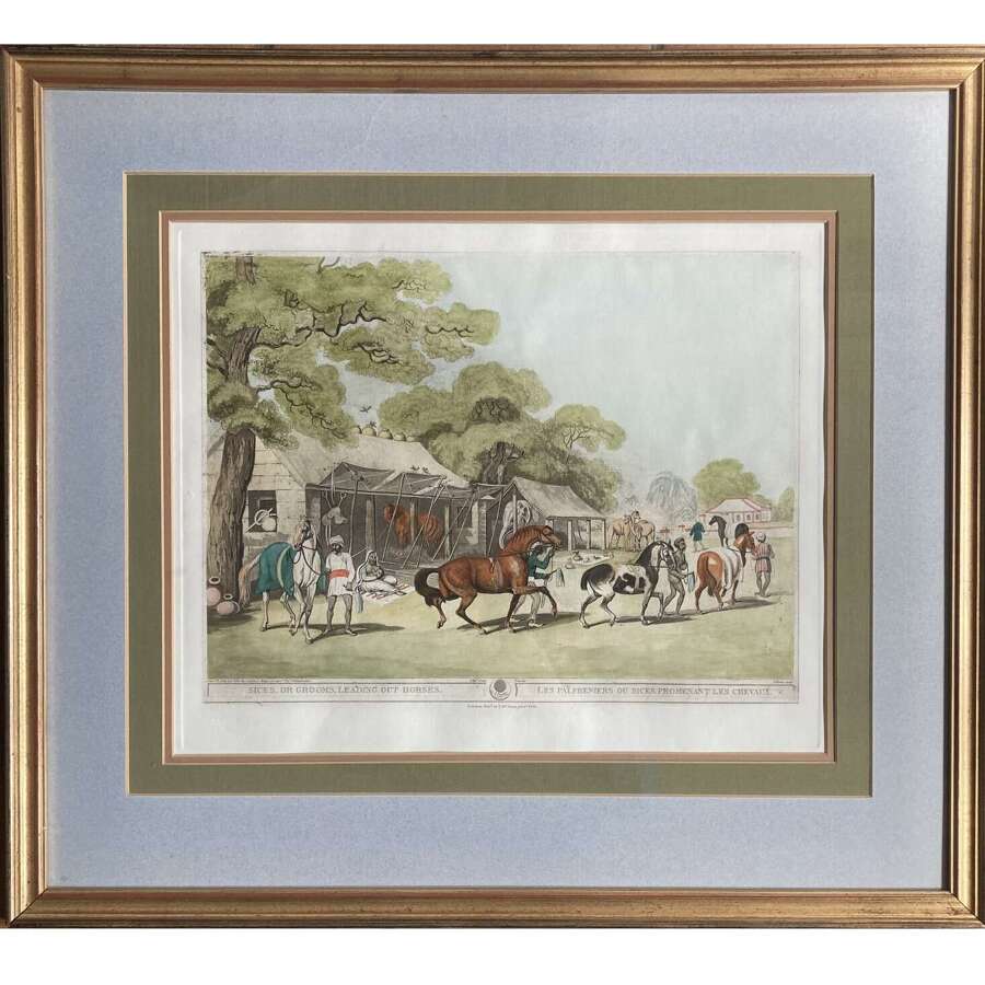 After Capt Thomas Williamson (1758-1817) Indian Scene "Sices or Grooms Leading Out Horses"