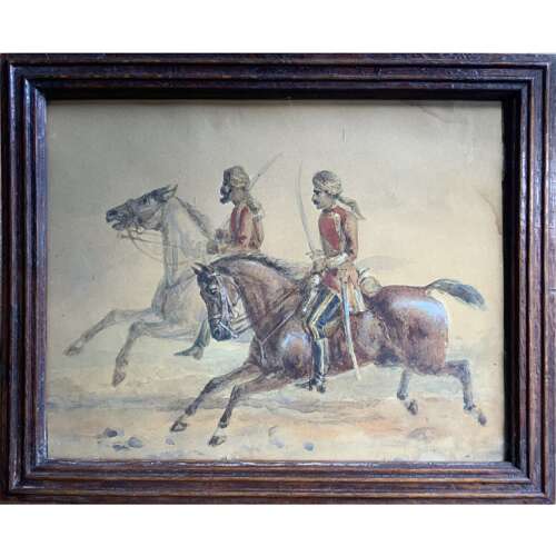 Late Victorian Ango-Indian School “Indian Cavalry Galloping on Horseback”