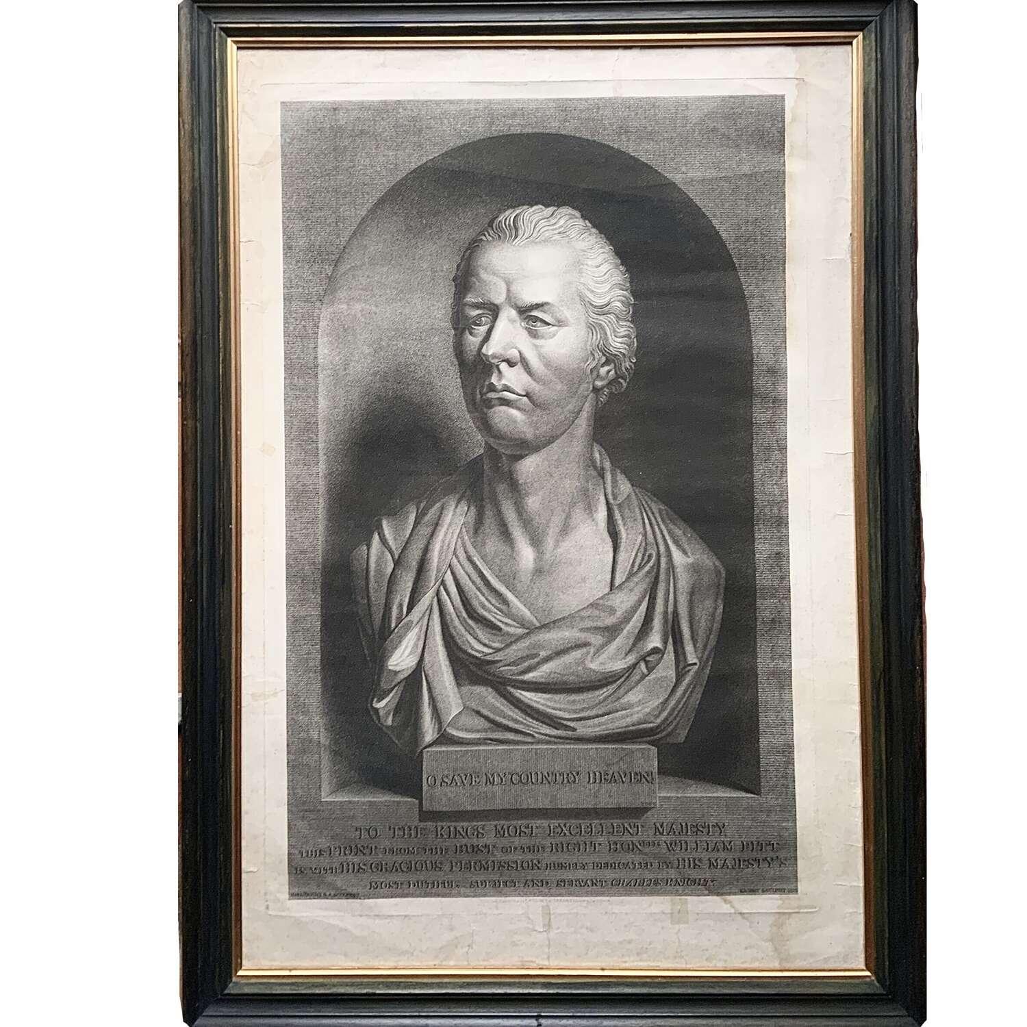 William Pitt (1759-1806) Large Format Stipple Engraving of Joseph Nollekens’ Portrait Bust