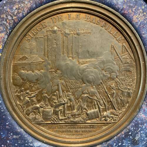 Bertrand Andrieu (1761-1822) “Siege De La Bastille” Bronze Patina Pewter Cliché Plaque