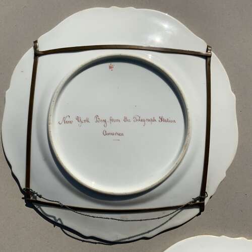 An Unusual Set of Three C19th Porcelain Dessert Plates Hand-Painted With American Views