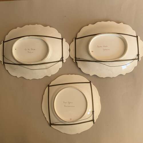 An Set of Three C19th Porcelain Dessert Service Pieces Hand-Painted With Landscapes