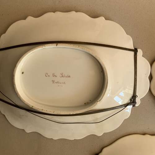 An Set of Three C19th Porcelain Dessert Service Pieces Hand-Painted With Landscapes